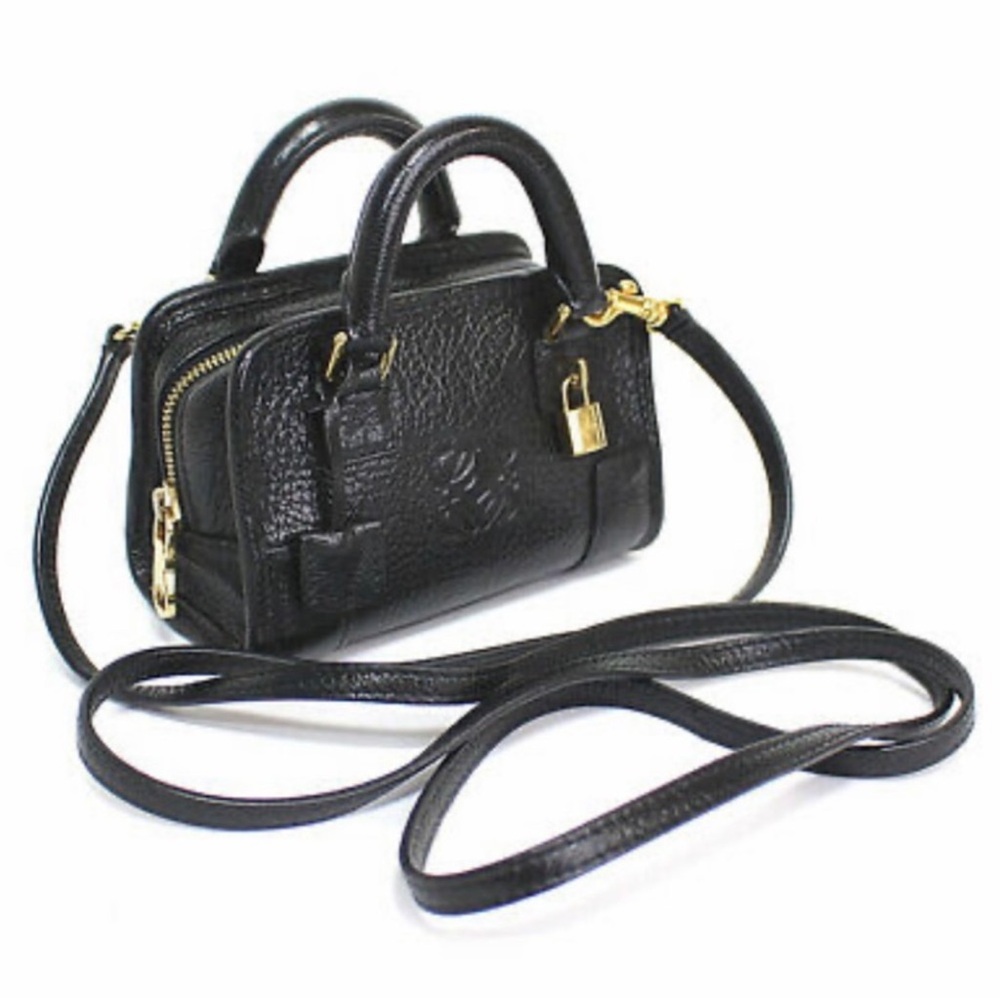 Loewe Black Pebble Leather Mini Micro 2 Way Amazona Bag